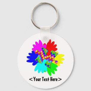 Customisable Hands And Puzzling Puzzle Piece Key Ring