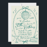 Customisable Handwritten 30th Birthday Invitation<br><div class="desc">Celebrate your milestone birthday with our whimsical handwritten 30th birthday invitation, featuring charming illustrations of a disco ball, cocktail, and cake. This customisable invitation is perfect for adding a personal touch to your celebration details, ensuring your guests receive a unique and memorable invitation. Ideal for birthday parties, this design combines...</div>
