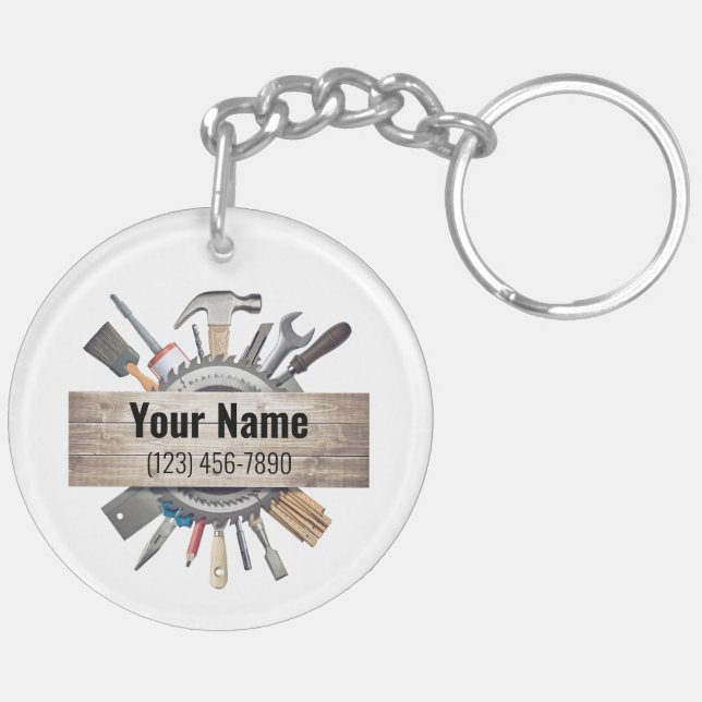 Customisable handyman contractor tools key ring (Back Right)