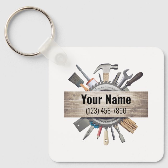 Customisable handyman contractor tools key ring (Front)