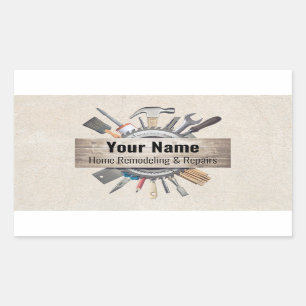 Customisable handyman contractor tools textured rectangular sticker