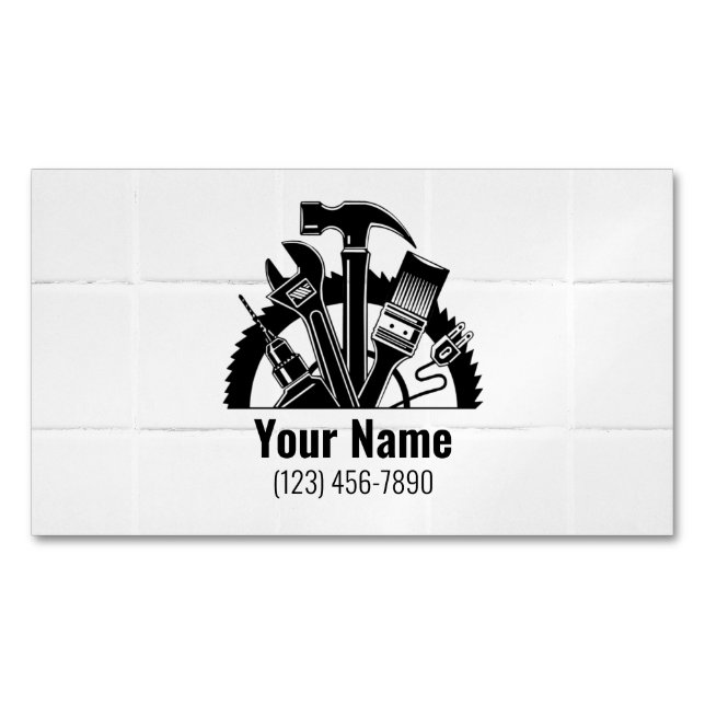 Customisable handyman tools tiles 	Magnetic business card (Front)