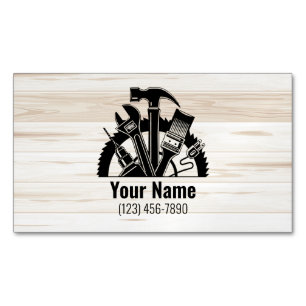 Customisable handyman tools wood 	Magnetic business card