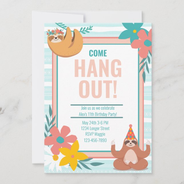 Customisable Hang Out Jungle Rainforest Birthday Invitation (Front)