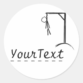 Customisable hangman with a word of your choice classic round sticker
