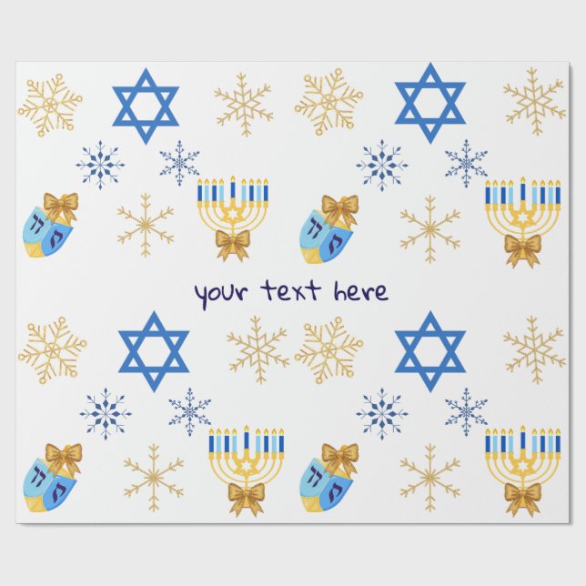 Customisable Hanukkah winter Wrapping Paper (Flat)