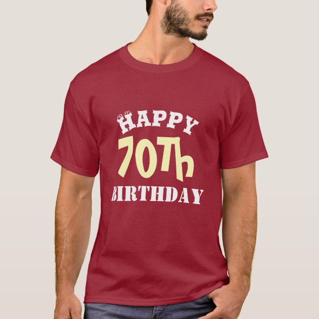 Customisable happy 70th birthday text T-Shirt (Front)