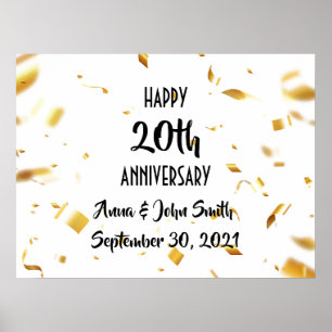 Customisable Happy Anniversary gold confetti Poster