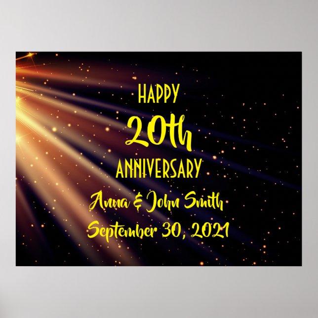 Customisable Happy Anniversary light beams Poster (Front)