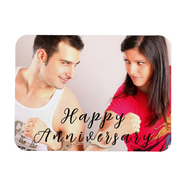 Customisable Happy Anniversary Photo Magnet (Horizontal)