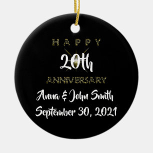 Customisable Happy Anniversary Starry Ceramic Tree Decoration