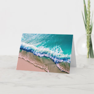 Customisable Happy Anniversary Turquoise Waves Card
