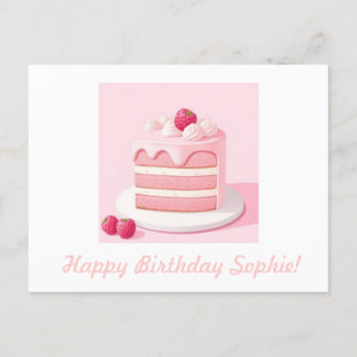 Customisable Happy Birthday Cake Postcard