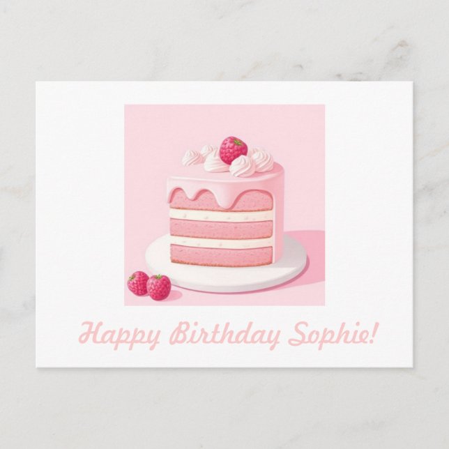 Customisable Happy Birthday Cake Postcard (Front)