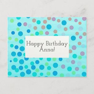 Customisable Happy Birthday Card confetti on blue