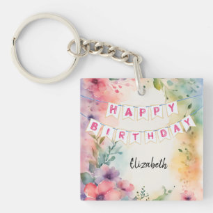 Customisable Happy Birthday Napkins Key Ring