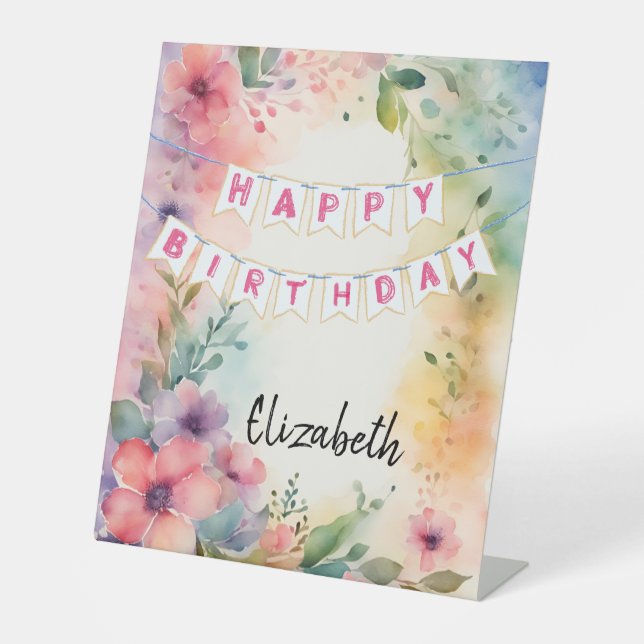 Customisable Happy Birthday Pedestal Sign (Front)