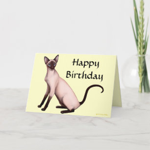 Customisable Happy Birthday Siamese Cat Card