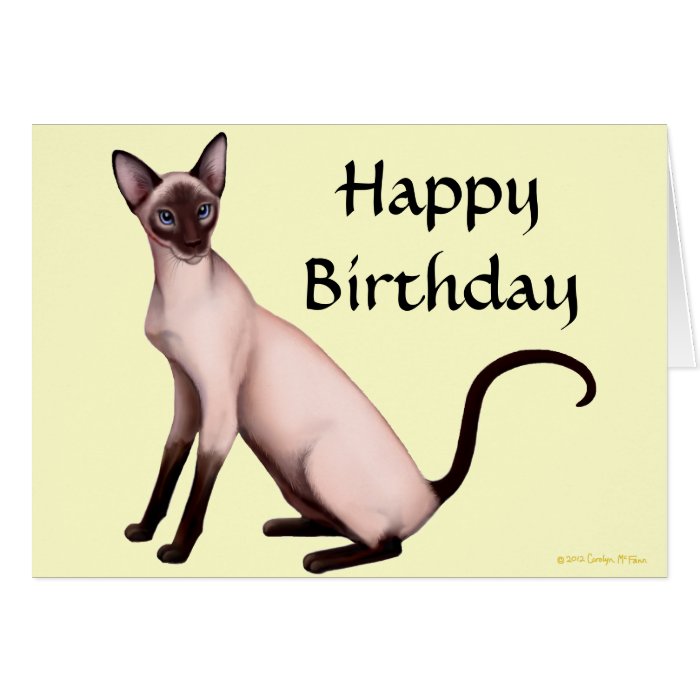 Customisable Happy Birthday Siamese Cat Card Zazzle