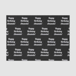 Customisable Happy Birthday Text   Black & White Tissue Paper