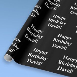 Customisable Happy Birthday Text   Black & White Wrapping Paper