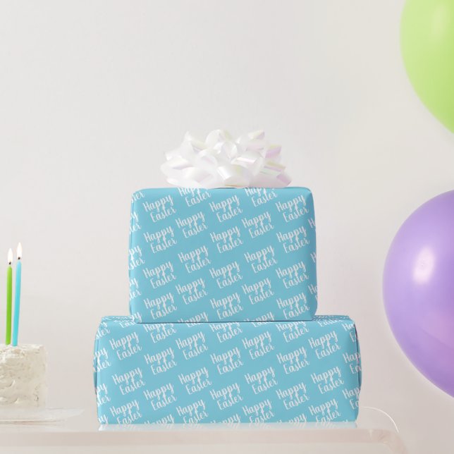 Customisable Happy Easter Light Blue Wrapping Paper (Party Gifts)