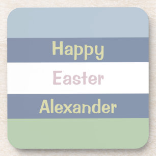 Customisable Happy Easter Text Beverage Coaster