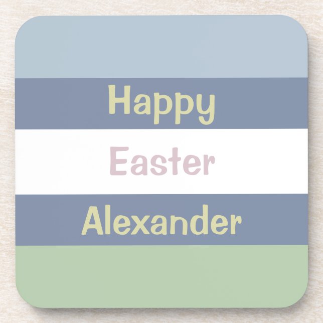 Customisable Happy Easter Text Beverage Coaster (Front)