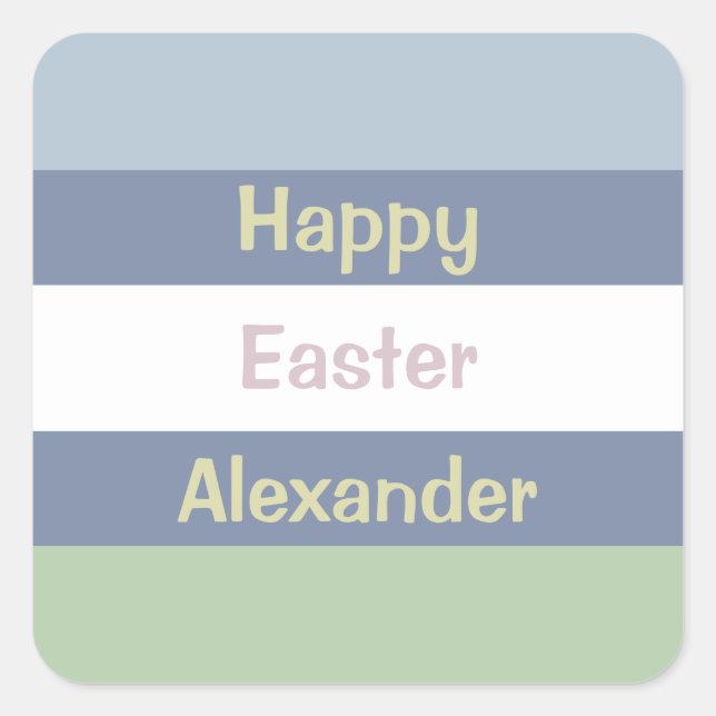 Customisable Happy Easter Text Beverage Coaster Square Sticker (Front)
