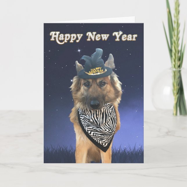 Customisable Happy New Year Dog Card (Front)