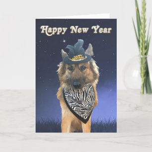Customisable Happy New Year Dog Card