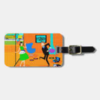 Customisable Happy Retro Parents Luggage Tag