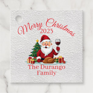 Customisable Happy Santa Claus Christmas Square Favour Tags
