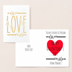 Customisable Happy Valentines Day Red Heart Modern Foil Card