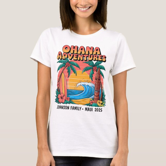 Customisable Hawaiian Family Vacation T-Shirt (Front)