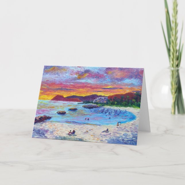 Customisable Hawaiian Lagoon 4 Sunset Thank You Card (Front)