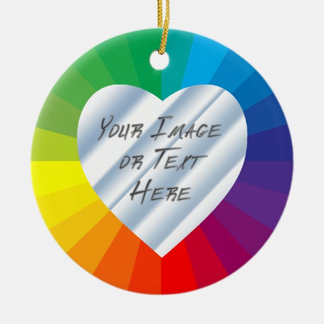 Customisable Heart Frame: Spectrum Collection Ceramic Tree Decoration (Front)