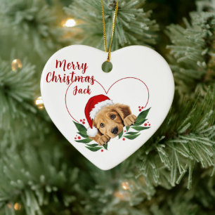 Customisable Heart Golden Retriever Ornament