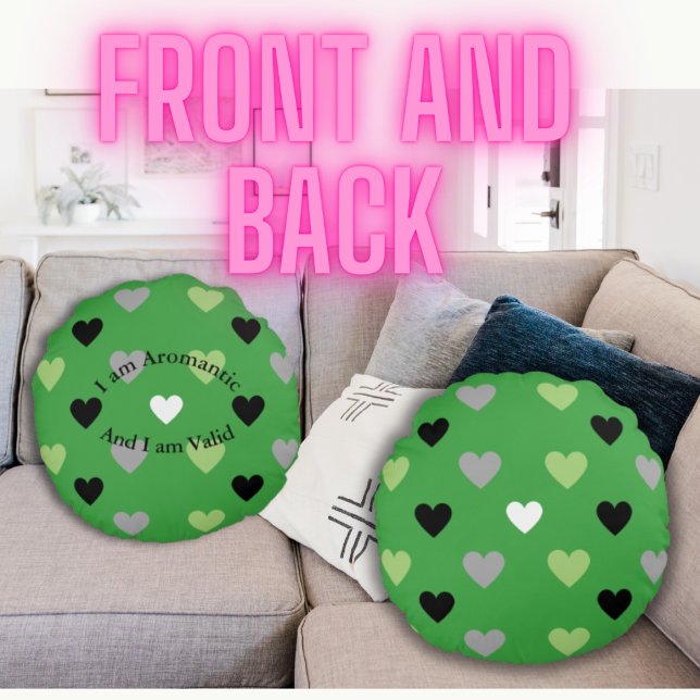 Customisable Heart Pattern With Aromantic Colours  Round Cushion (Creator Uploaded)