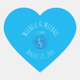 Customisable Heart Shape Wedding Firefly Mason Jar Heart Sticker
