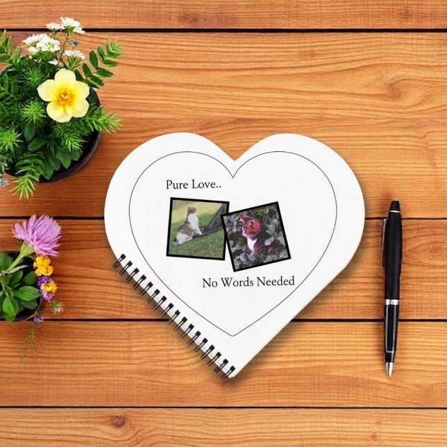 Customisable Heart Shaped Pet Notebook (Fully customizable spiral heart-shaped notebook with photos for pet lovers)