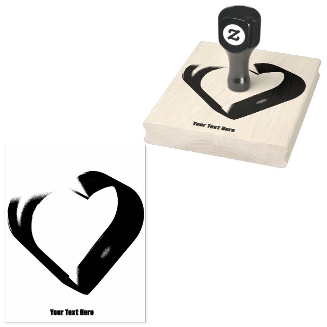 Customisable Heart Your Text Here Printed Ink Rubber Stamp (Stamped)