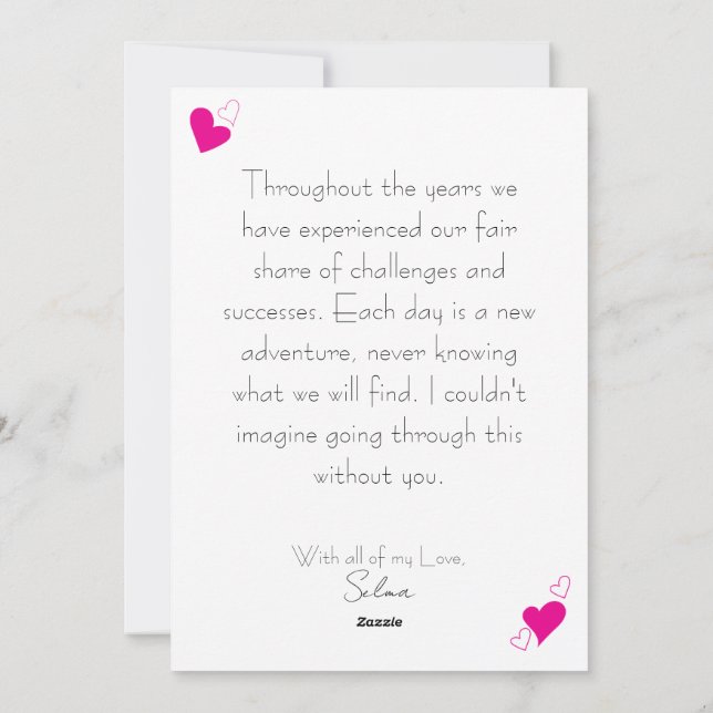 Customisable Heart & Zig Zag Romantic Love Custom Holiday Card (Back)