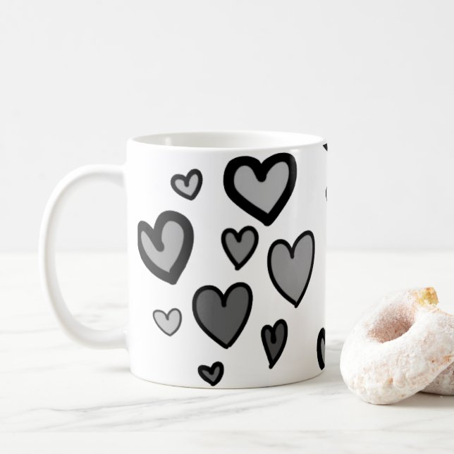 Customisable Hearts Coffee Mug (With Donut)