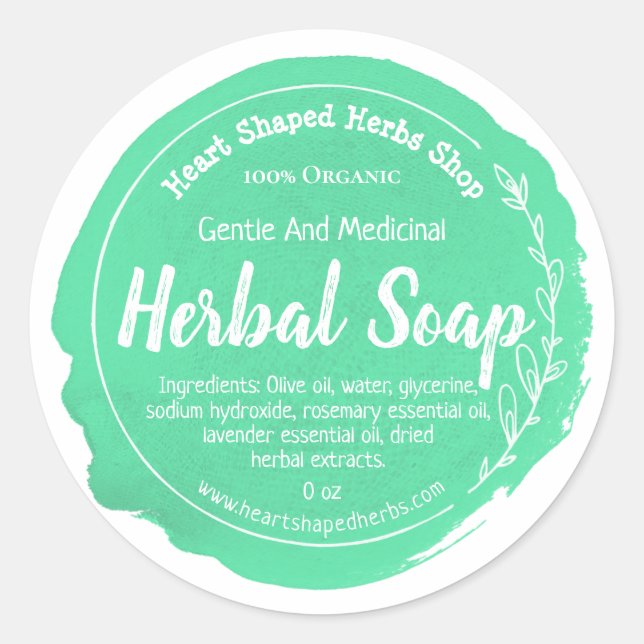 Customisable Herbal Soap Label Handmade Business (Front)