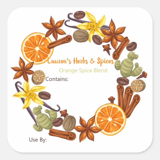 Customisable Herbs & Spices Food Labels (Front)