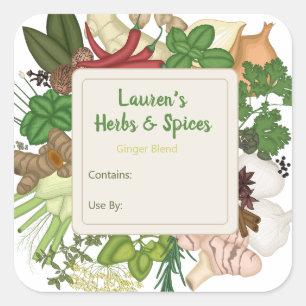 Customisable Herbs & Spices Food Labels