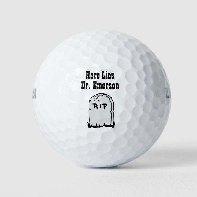Customisable Here Lies Tombstone Golf Balls (Front)