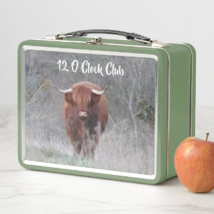 Customisable Highland Cow & Hare Lunch Box