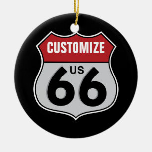 Customisable Highway 66 Ceramic Tree Decoration